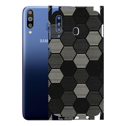Samsung M/F/Note/Flip and C Phone Skins (All Models) - Black & White Dotted Honeycomb Texture - 3D Embossed Finish (L-202) Samsung Galaxy M30
