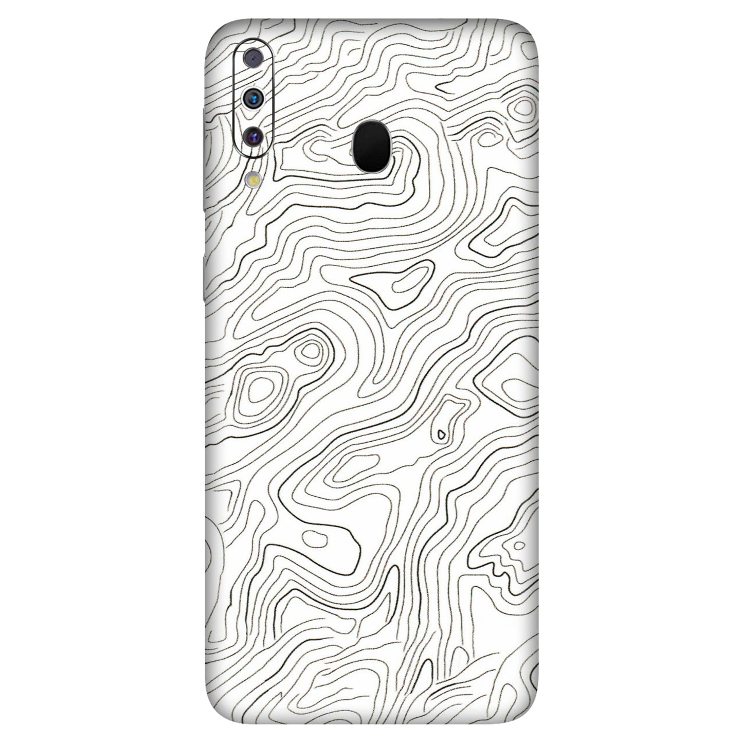 Samsung M/F/Note/Flip and C Phone Skins (All Models) - White Black Swirls - 3D Embossed Finish (L-219) Samsung Galaxy M30
