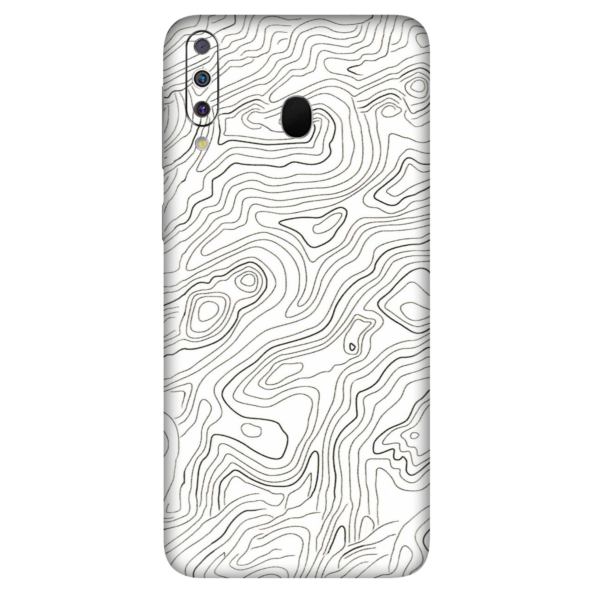 Samsung M/F/Note/Flip and C Phone Skins (All Models) - White Black Swirls - 3D Embossed Finish (L-219) Samsung Galaxy M30