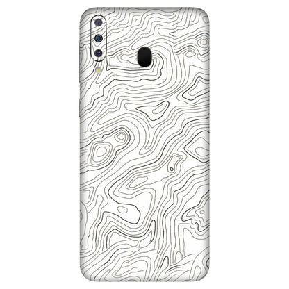 Samsung M/F/Note/Flip and C Phone Skins (All Models) - White Black Swirls - 3D Embossed Finish (L-219) Samsung Galaxy M30
