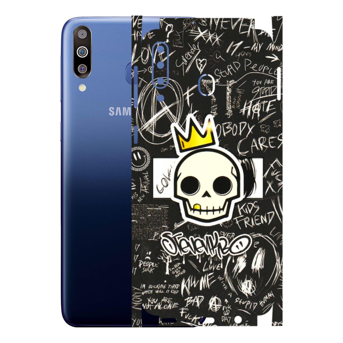 Samsung M/F/Note/Flip and C Phone Skins (All Models) - Funny Skull Black Chalk Grafitti - 3D Embossed Finish (L-22) Samsung Galaxy M30
