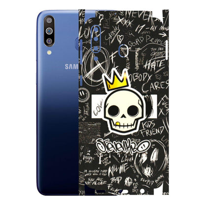 Samsung M/F/Note/Flip and C Phone Skins (All Models) - Funny Skull Black Chalk Grafitti - 3D Embossed Finish (L-22) Samsung Galaxy M30