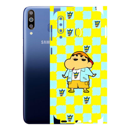Samsung M/F/Note/Flip and C Phone Skins (All Models) - Yellow Blue Shinchan Cute - 3D Embossed Finish (L-221) Samsung Galaxy M30
