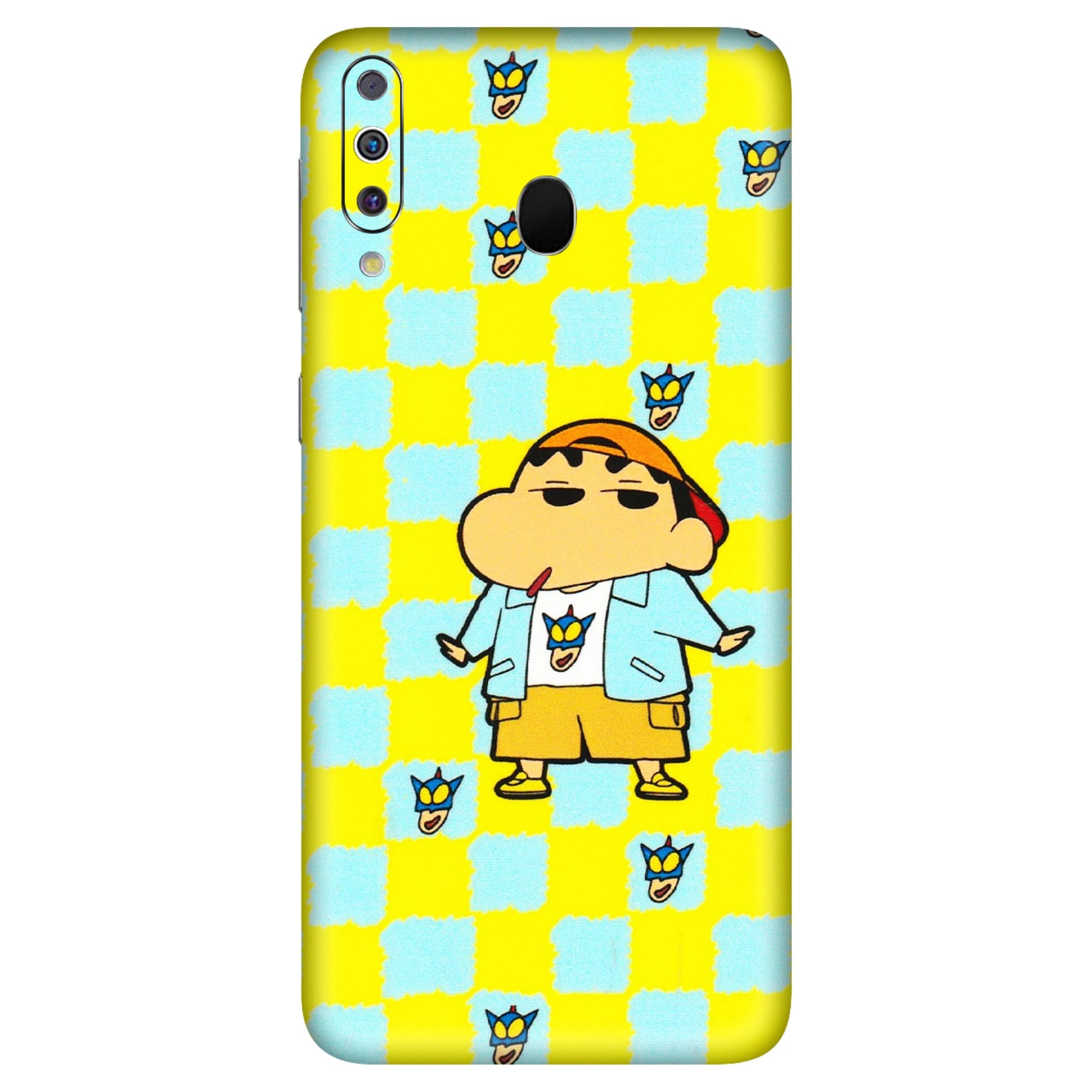 Samsung M/F/Note/Flip and C Phone Skins (All Models) - Yellow Blue Shinchan Cute - 3D Embossed Finish (L-221) Samsung Galaxy M30