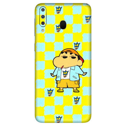 Samsung M/F/Note/Flip and C Phone Skins (All Models) - Yellow Blue Shinchan Cute - 3D Embossed Finish (L-221) Samsung Galaxy M30