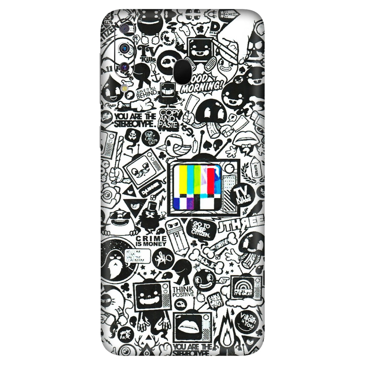 Samsung M/F/Note/Flip and C Phone Skins (All Models) - Doodles Positive Art - 3D Embossed Finish (L-263) Samsung Galaxy M30