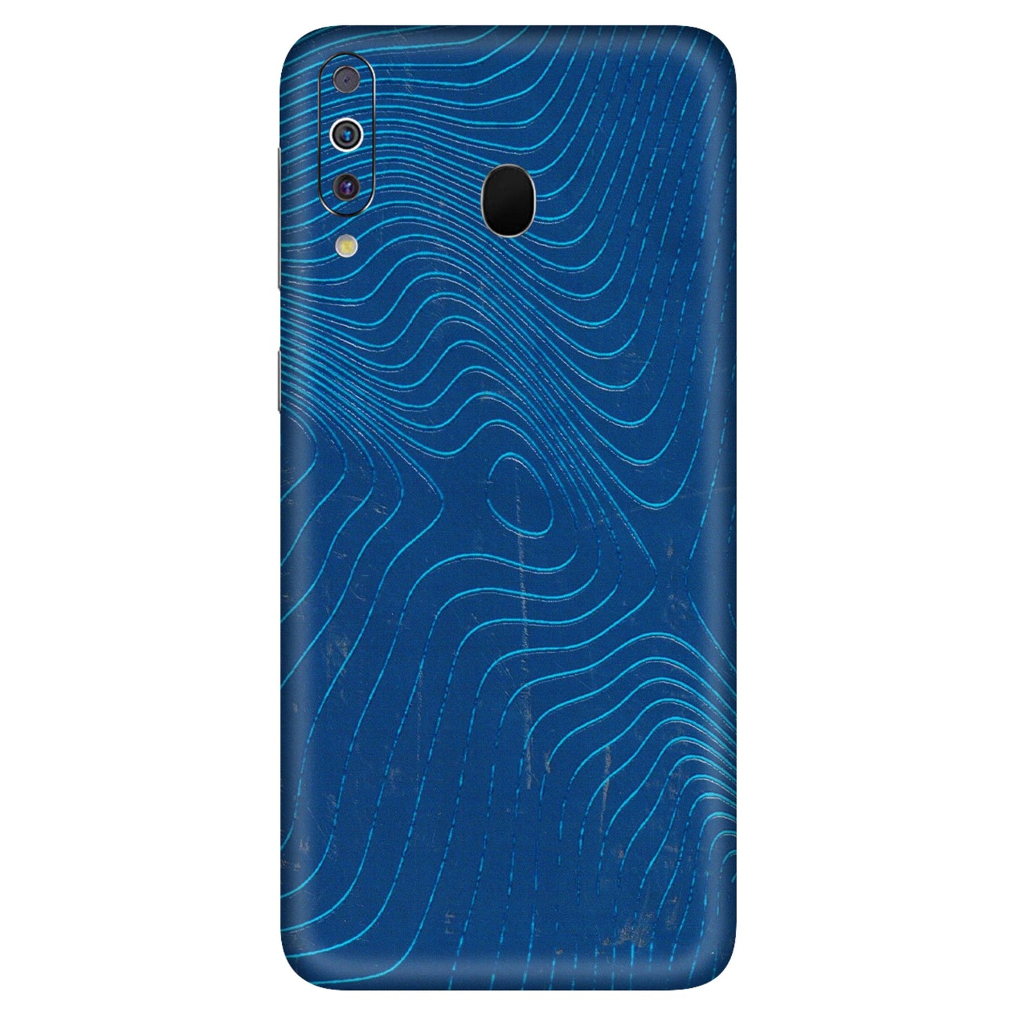 Samsung M/F/Note/Flip and C Phone Skins (All Models) - Abstract Blue Line Map - 3D Embossed Finish (L-272) Samsung Galaxy M30