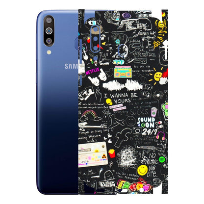 Samsung M/F/Note/Flip and C Phone Skins (All Models) - Black Creatives Doodles - 3D Embossed Finish (L-311) Samsung Galaxy M30