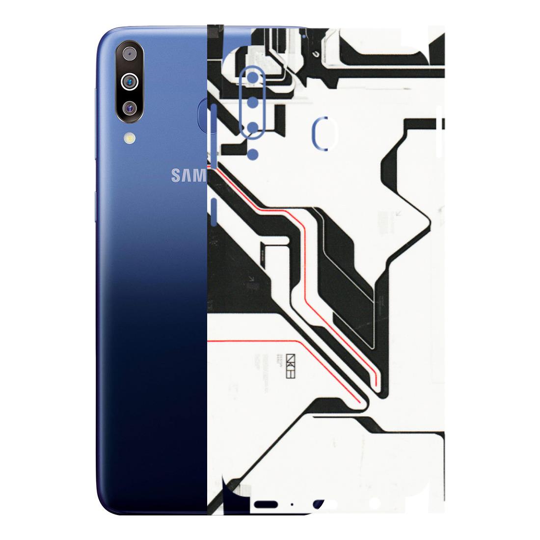 Samsung M/F/Note/Flip and C Phone Skins (All Models) - White Techy Logo - 3D Embossed Finish (L-312) Samsung Galaxy M30