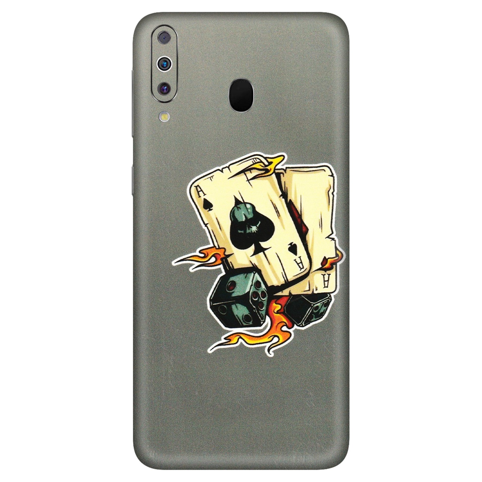 Samsung M/F/Note/Flip and C Phone Skins (All Models) - Grey Cards Of Ace - 3D Embossed Finish (L-77) Samsung Galaxy M30
