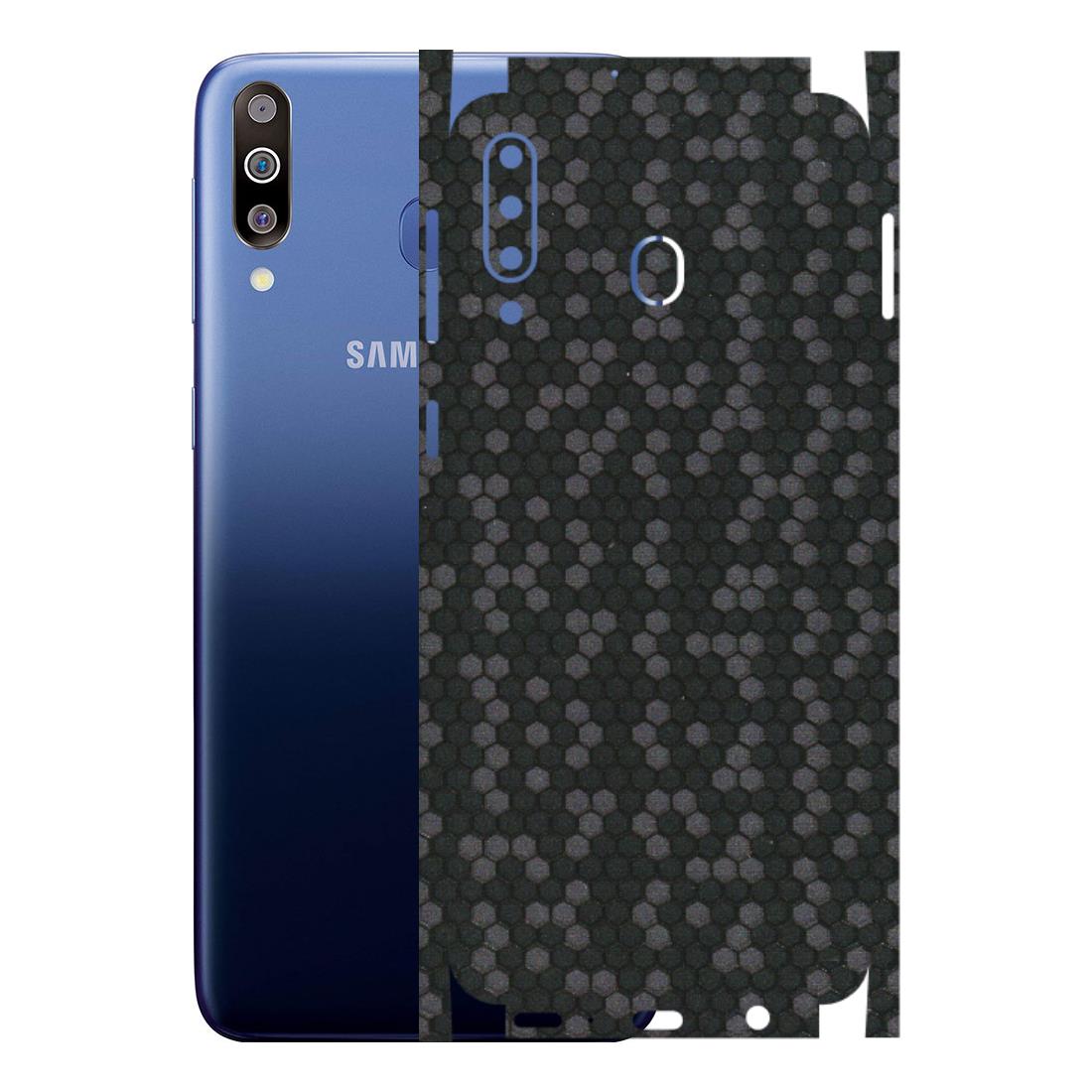 Samsung M/F/Note/Flip and C Phone Skins (All Models) - Black Grey Honeycomb Sober - 3D Embossed Finish (L-85) Samsung Galaxy M30