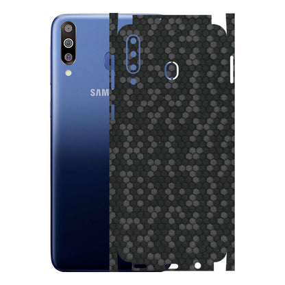 Samsung M/F/Note/Flip and C Phone Skins (All Models) - Black Grey Honeycomb Sober - 3D Embossed Finish (L-85) Samsung Galaxy M30