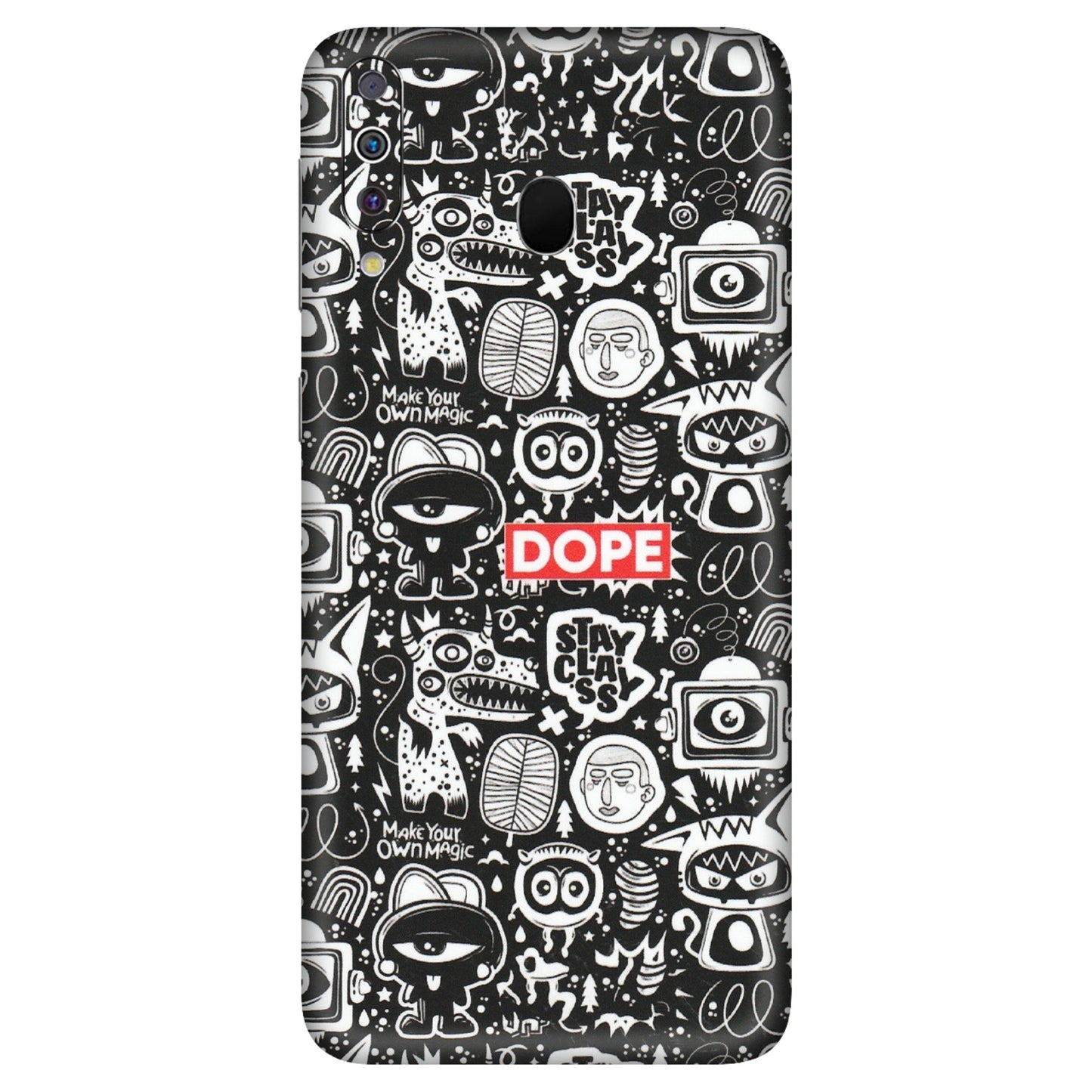 Samsung M/F/Note/Flip and C Phone Skins (All Models) - Dope Stay Classy Black Doodles - Matte Finish (M-126) Samsung Galaxy M30