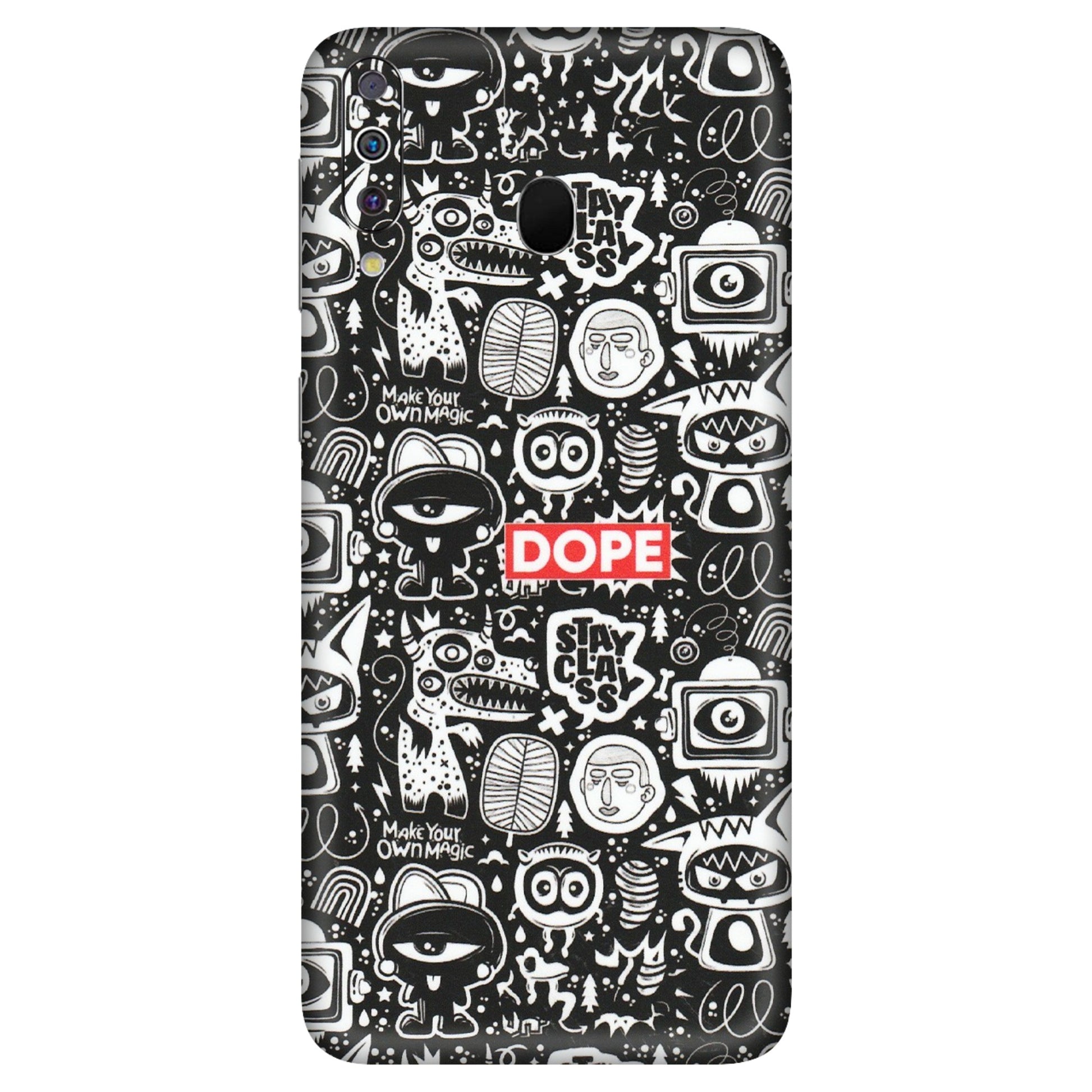 Samsung M/F/Note/Flip and C Phone Skins (All Models) - Dope Stay Classy Black Doodles - Matte Finish (M-126) Samsung Galaxy M30