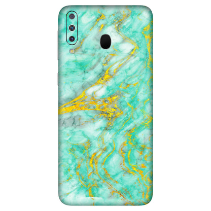 Samsung M/F/Note/Flip and C Phone Skins (All Models) - Green And Gold Marble Feel - Matte Finish (M-16) Samsung Galaxy M30