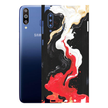 Samsung M/F/Note/Flip and C Phone Skins (All Models) - Black Red White Paint Splash Fusion - Matte Finish (M-56) Samsung Galaxy M30