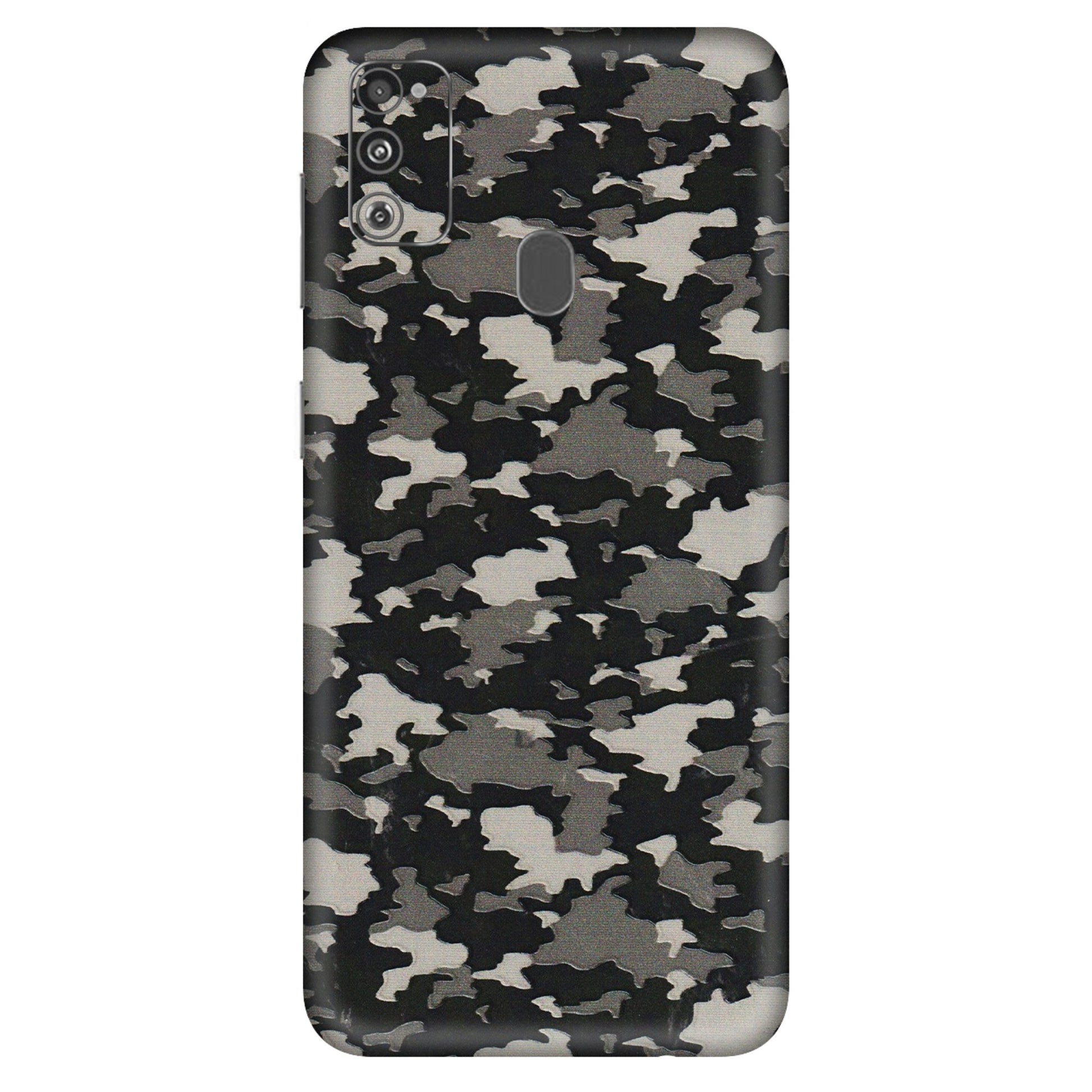 Samsung M/F/Note/Flip and C Phone Skins (All Models) - Black/Grey Camoflaunge - 3D Embossed Finish (L-142) Samsung Galaxy M30S