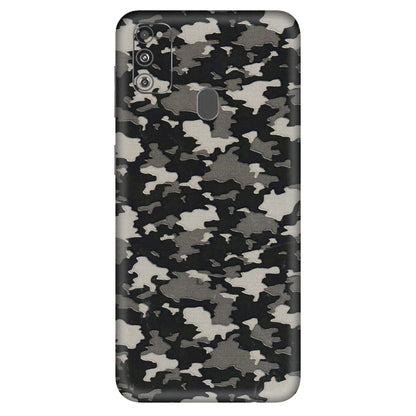 Samsung M/F/Note/Flip and C Phone Skins (All Models) - Black/Grey Camoflaunge - 3D Embossed Finish (L-142) Samsung Galaxy M30S