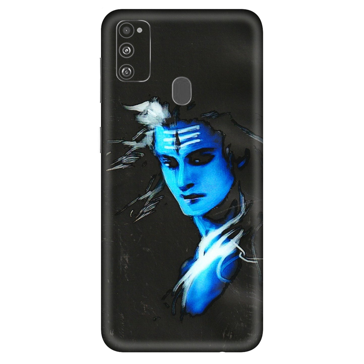 Samsung M/F/Note/Flip and C Phone Skins (All Models) - Har Har Mahadev Blue/Black - 3D Embossed Finish (L-185) Samsung Galaxy M30S