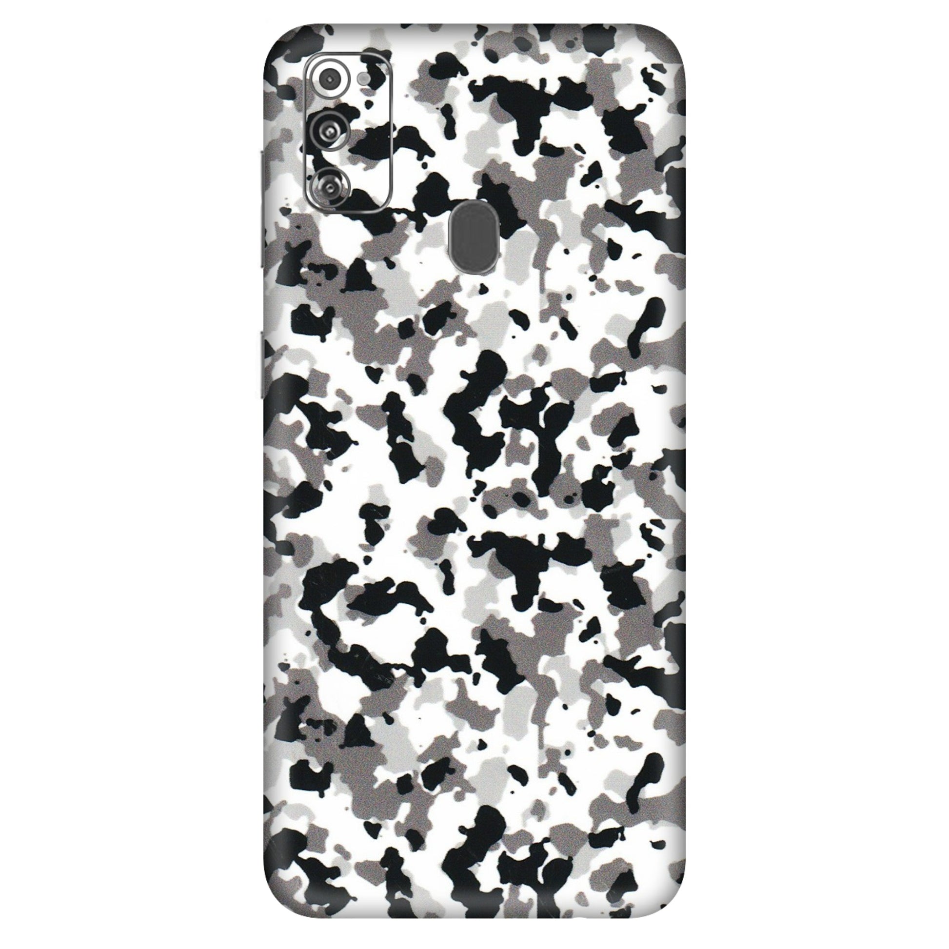 Samsung M/F/Note/Flip and C Phone Skins (All Models) - White Black Camouflage - 3D Embossed Finish (L-18) Samsung Galaxy M30S