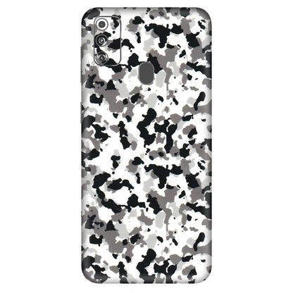 Samsung M/F/Note/Flip and C Phone Skins (All Models) - White Black Camouflage - 3D Embossed Finish (L-18) Samsung Galaxy M30S