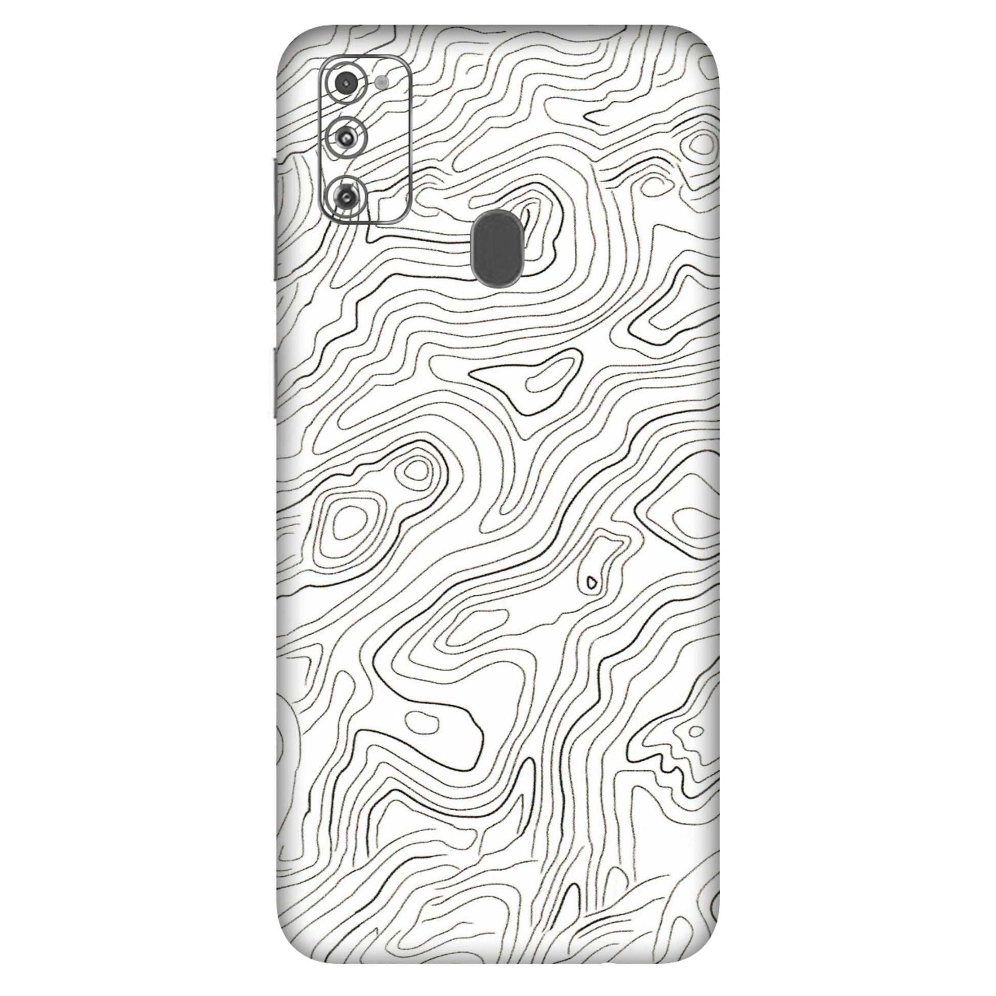 Samsung M/F/Note/Flip and C Phone Skins (All Models) - White Black Swirls - 3D Embossed Finish (L-219) Samsung Galaxy M30S