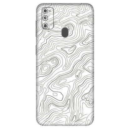 Samsung M/F/Note/Flip and C Phone Skins (All Models) - White Black Swirls - 3D Embossed Finish (L-219) Samsung Galaxy M30S