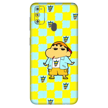 Samsung M/F/Note/Flip and C Phone Skins (All Models) - Yellow Blue Shinchan Cute - 3D Embossed Finish (L-221) Samsung Galaxy M30S