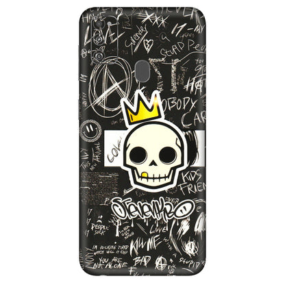 Samsung M/F/Note/Flip and C Phone Skins (All Models) - Funny Skull Black Chalk Grafitti - 3D Embossed Finish (L-22) Samsung Galaxy M30S