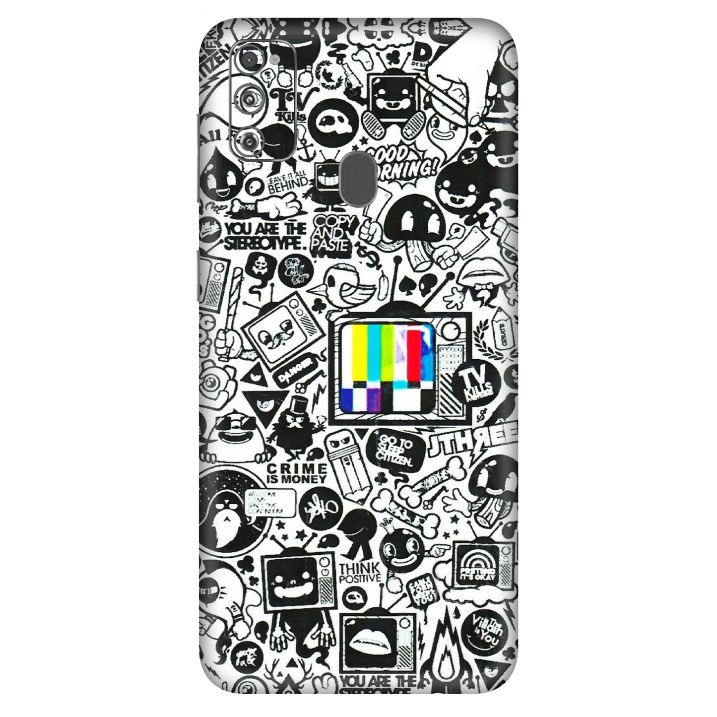 Samsung M/F/Note/Flip and C Phone Skins (All Models) - Doodles Positive Art - 3D Embossed Finish (L-263) Samsung Galaxy M30S