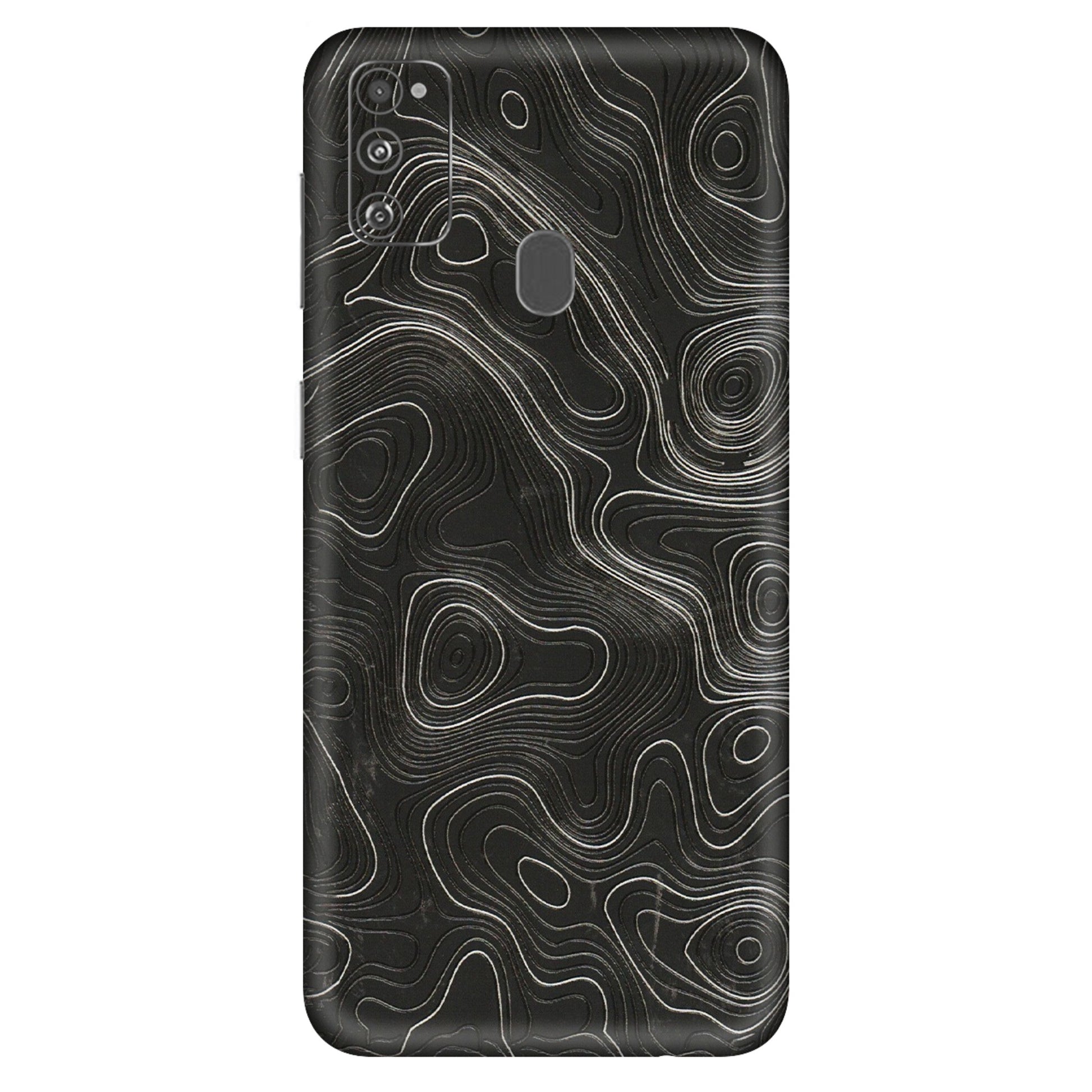Samsung M/F/Note/Flip and C Phone Skins (All Models) - Abstract White Line Map - 3D Embossed Finish (L-269) Samsung Galaxy M30S