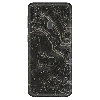 Samsung M/F/Note/Flip and C Phone Skins (All Models) - Abstract White Line Map - 3D Embossed Finish (L-269) Samsung Galaxy M30S