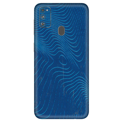 Samsung M/F/Note/Flip and C Phone Skins (All Models) - Abstract Blue Line Map - 3D Embossed Finish (L-272) Samsung Galaxy M30S