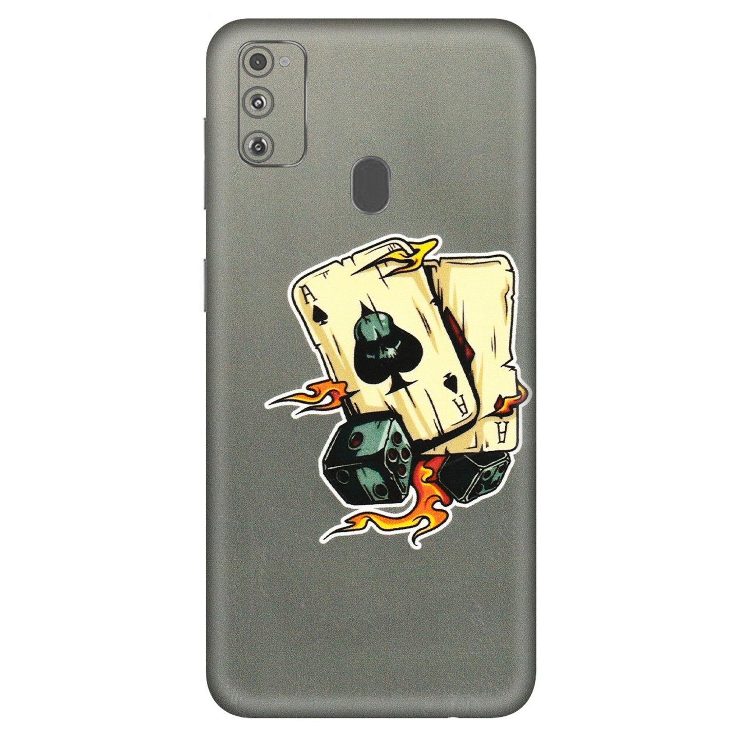 Samsung M/F/Note/Flip and C Phone Skins (All Models) - Grey Cards Of Ace - 3D Embossed Finish (L-77) Samsung Galaxy M30S