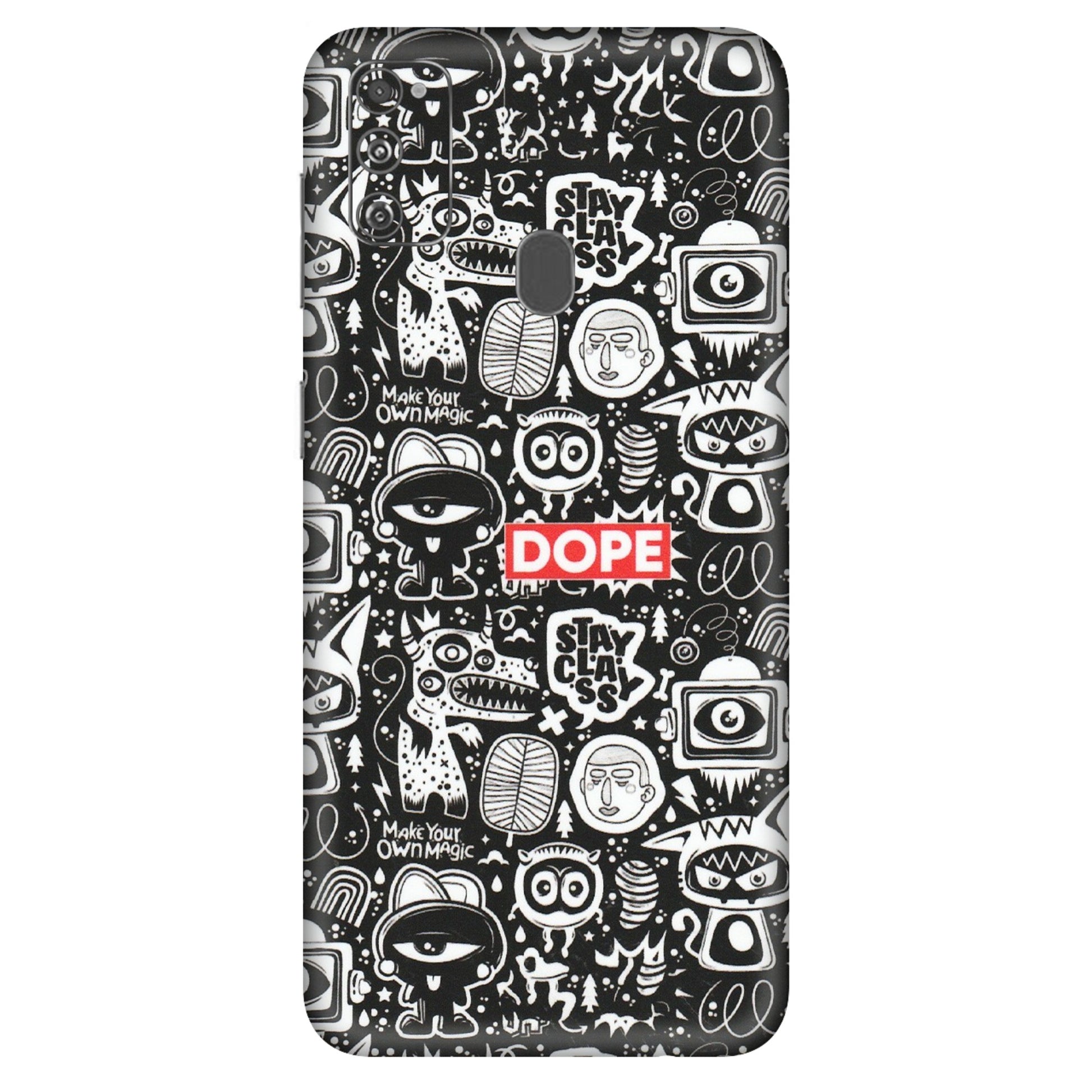 Samsung M/F/Note/Flip and C Phone Skins (All Models) - Dope Stay Classy Black Doodles - Matte Finish (M-126) Samsung Galaxy M30S