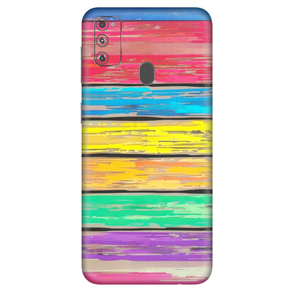 Samsung M/F/Note/Flip and C Phone Skins (All Models) - Multi Colour Wooden Wall - Matte Finish (M-96) Samsung Galaxy M30S