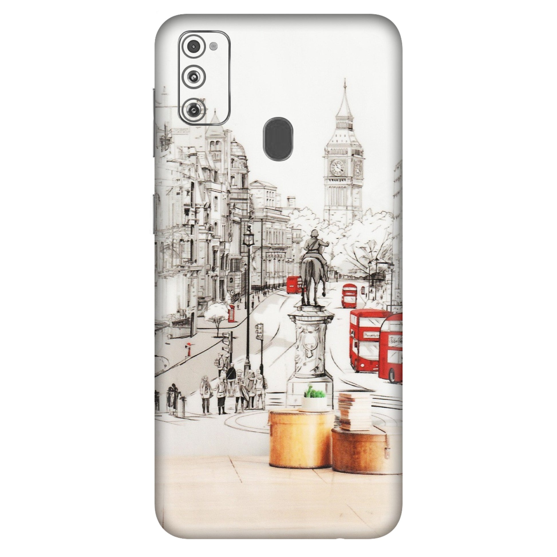Samsung M/F/Note/Flip and C Phone Skins (All Models) - London Street - Transparent Finish (T-02) Samsung Galaxy M30S