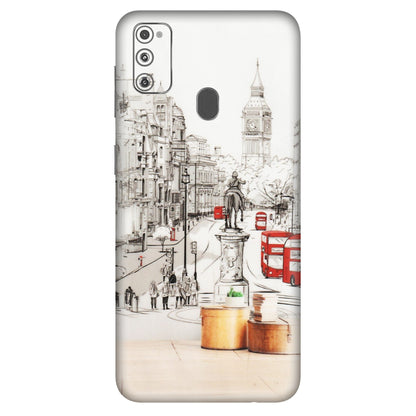 Samsung M/F/Note/Flip and C Phone Skins (All Models) - London Street - Transparent Finish (T-02) Samsung Galaxy M30S