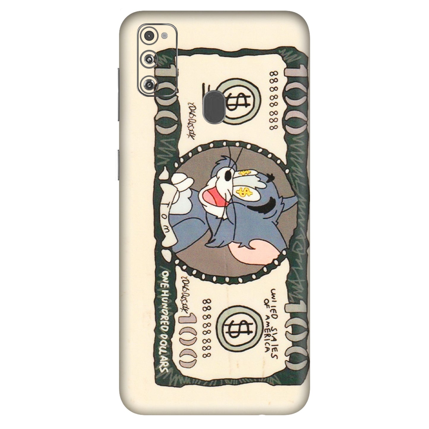 Samsung M/F/Note/Flip and C Phone Skins (All Models) - One Hundred Dollar Tom - Transparent Finish (T-16) Samsung Galaxy M30S