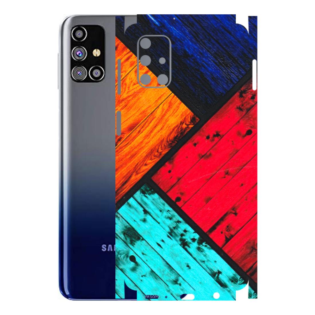 Samsung M/F/Note/Flip and C Phone Skins (All Models) - Colourful Wood Panels Abstract - 3D Embossed Finish (L-09) Samsung Galaxy M31s