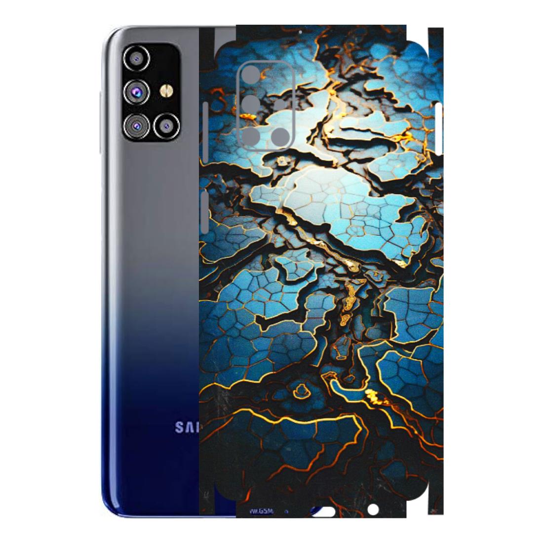 Samsung M/F/Note/Flip and C Phone Skins (All Models) - Blue Gold Abstract - 3D Embossed Finish (L-11) Samsung Galaxy M31s