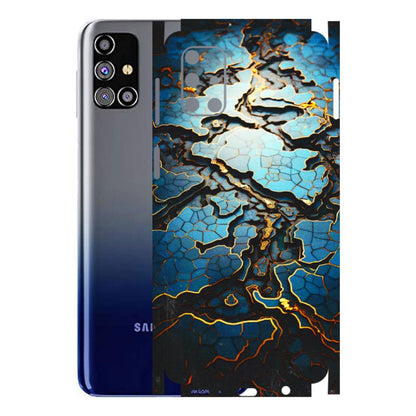 Samsung M/F/Note/Flip and C Phone Skins (All Models) - Blue Gold Abstract - 3D Embossed Finish (L-11) Samsung Galaxy M31s