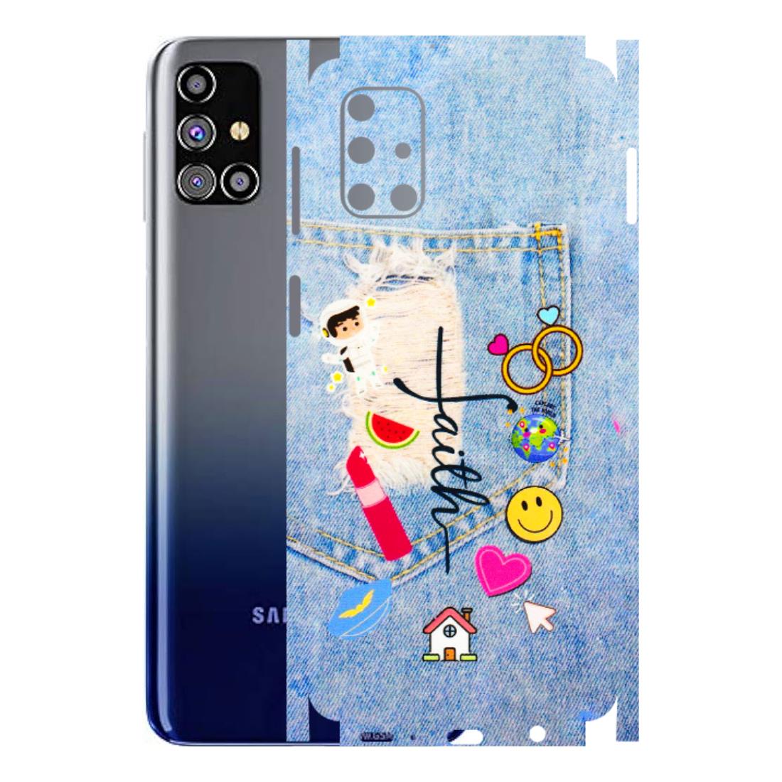 Samsung M/F/Note/Flip and C Phone Skins (All Models) - Denim Jeans Pocket - 3D Embossed Finish (L-134) Samsung Galaxy M31s