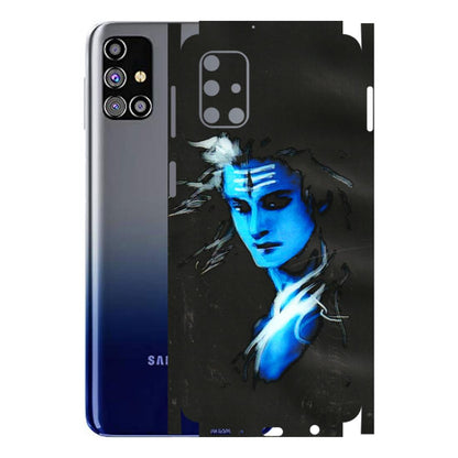 Samsung M/F/Note/Flip and C Phone Skins (All Models) - Har Har Mahadev Blue/Black - 3D Embossed Finish (L-185) Samsung Galaxy M31s