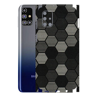 Samsung M/F/Note/Flip and C Phone Skins (All Models) - Black & White Dotted Honeycomb Texture - 3D Embossed Finish (L-202) Samsung Galaxy M31s