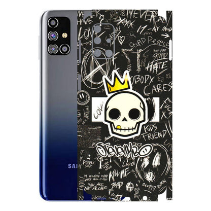 Samsung M/F/Note/Flip and C Phone Skins (All Models) - Funny Skull Black Chalk Grafitti - 3D Embossed Finish (L-22) Samsung Galaxy M31s