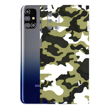 Samsung M/F/Note/Flip and C Phone Skins (All Models) - Camouflages White And Green - 3D Embossed Finish (L-243) Samsung Galaxy M31s