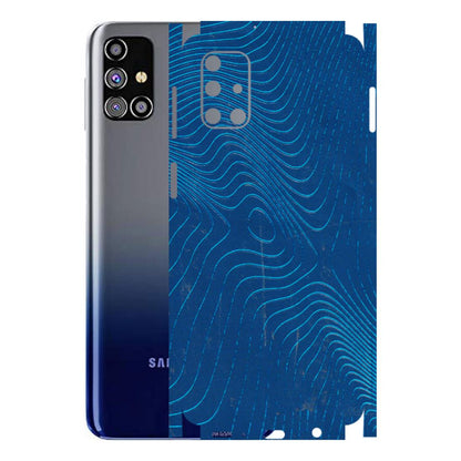 Samsung M/F/Note/Flip and C Phone Skins (All Models) - Abstract Blue Line Map - 3D Embossed Finish (L-272) Samsung Galaxy M31s