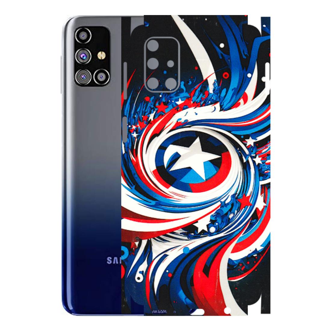 Samsung M/F/Note/Flip and C Phone Skins (All Models) - Captain America Logo - 3D Embossed Finish (L-307) Samsung Galaxy M31s