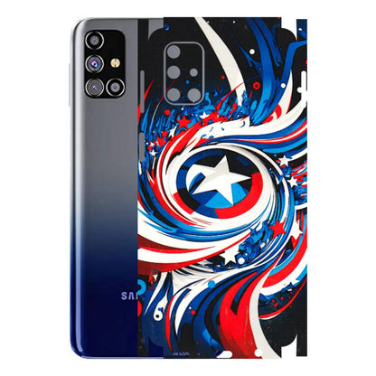 Samsung M/F/Note/Flip and C Phone Skins (All Models) - Captain America Logo - 3D Embossed Finish (L-307) Samsung Galaxy M31s